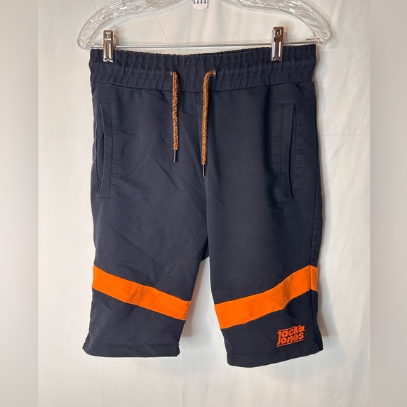 Jack & Jones Core Men’s Athletic Black and Orange Shorts Adjustable Waistband S - Picture 1 of 14